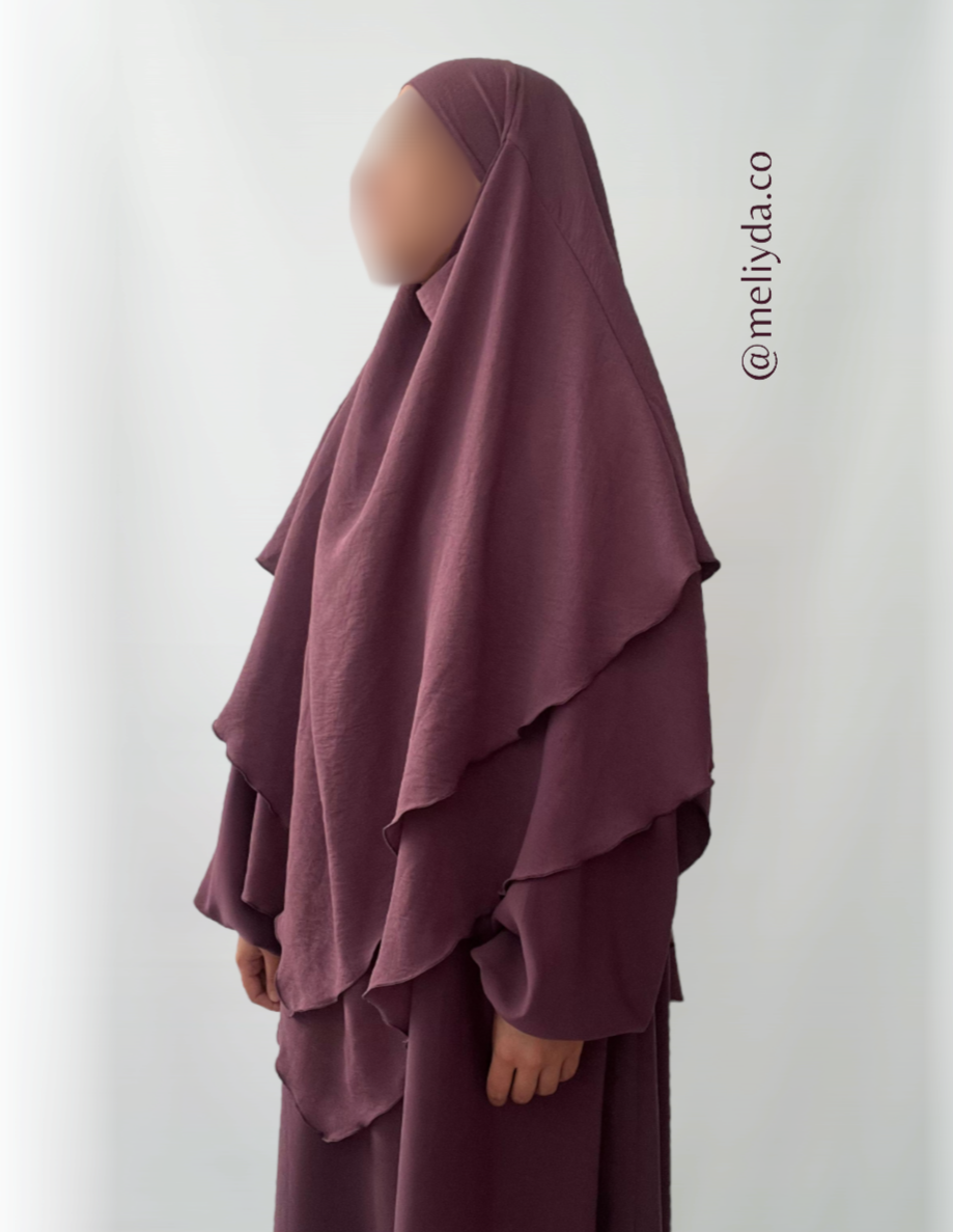 Khimar double voile violet