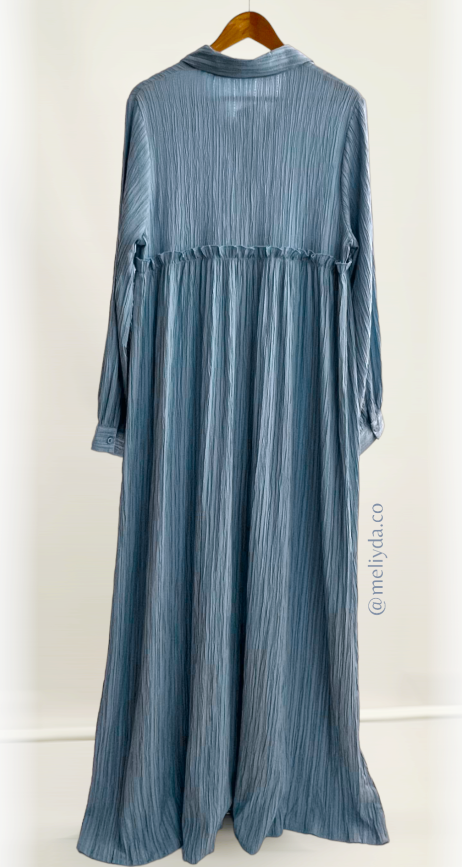 Robe chemise plissée - Bleu