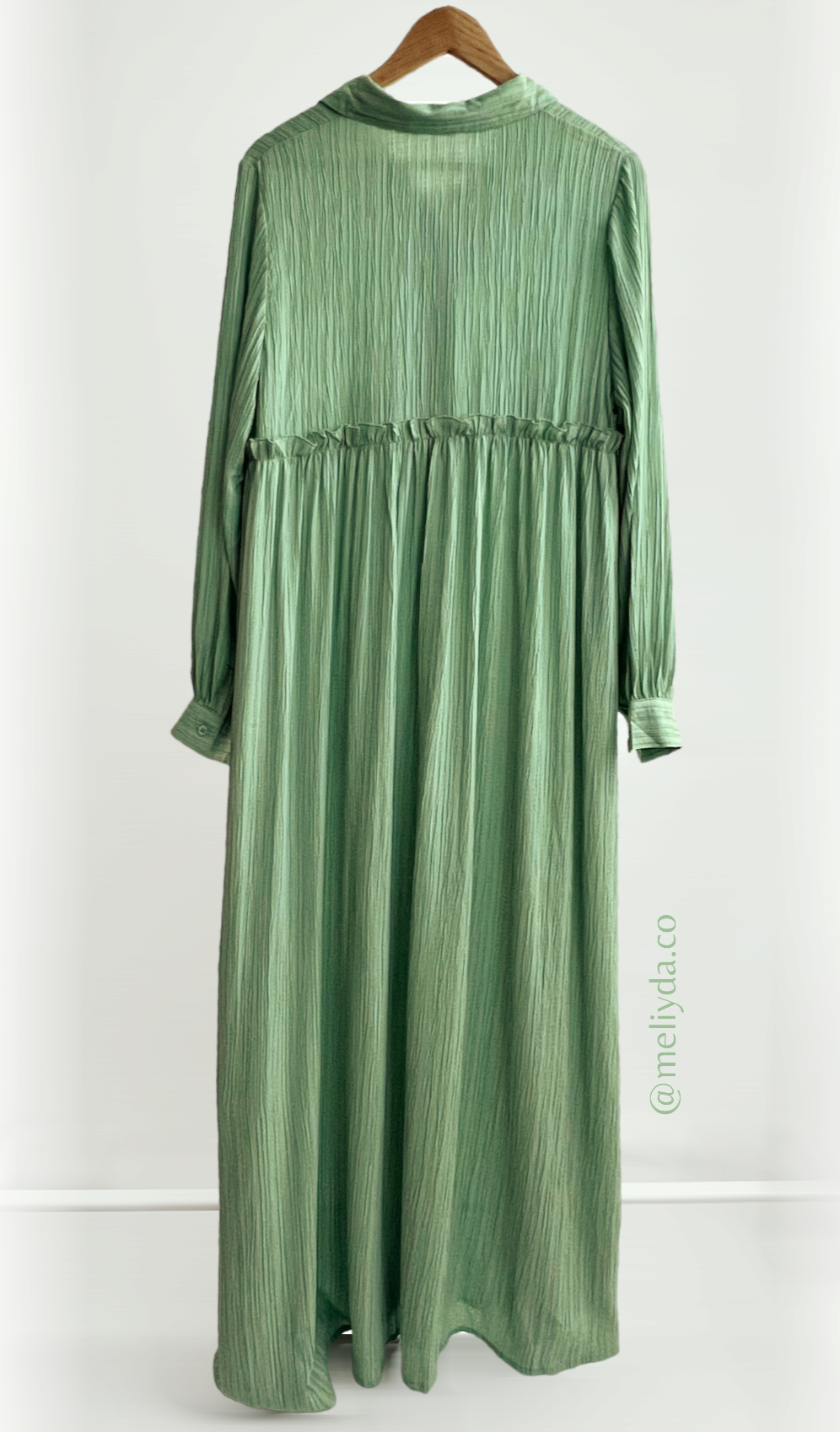 Robe chemise plissée - Vert