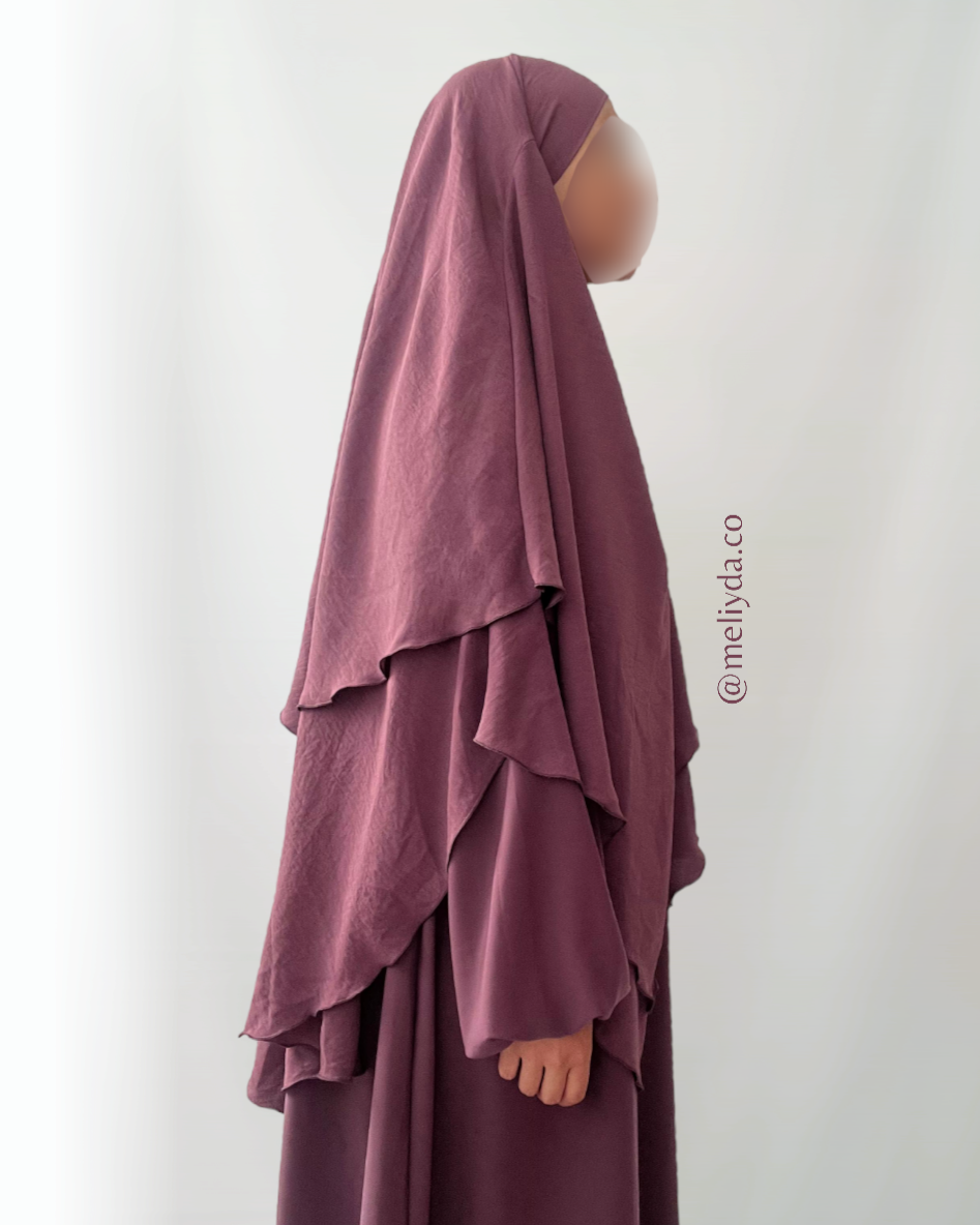 Khimar double voile violet