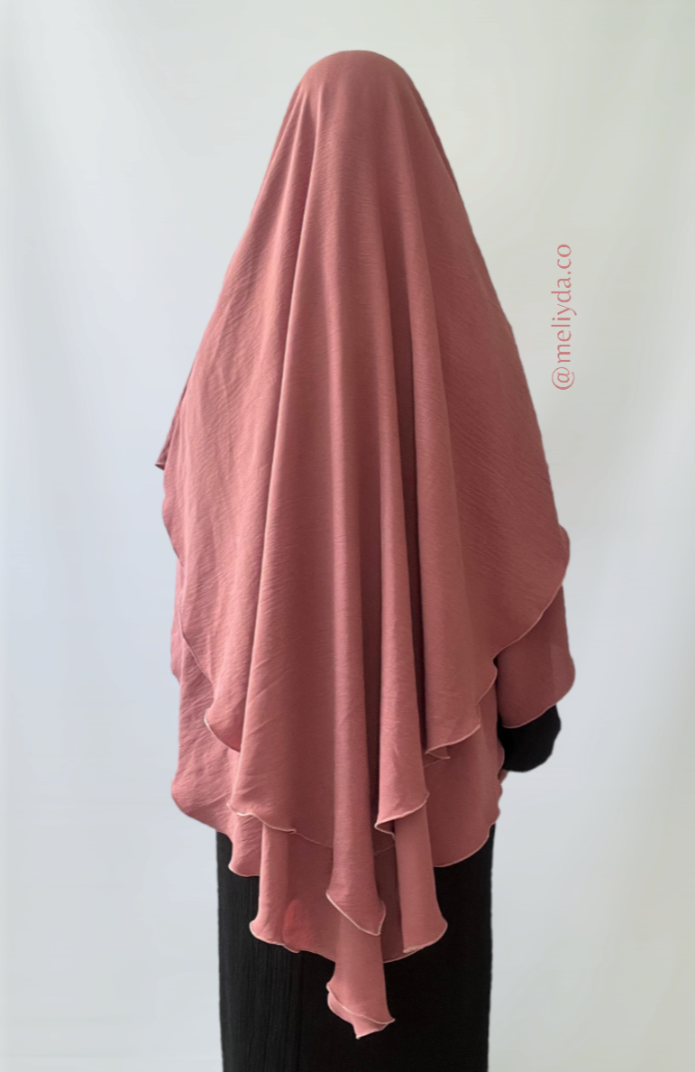 Khimar double voile rose